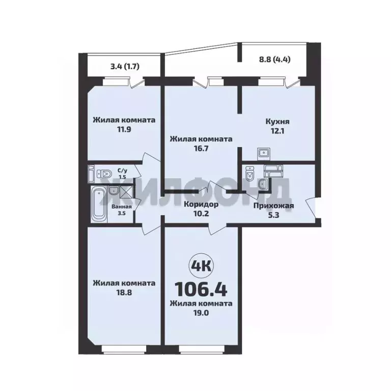 4-к кв. Новосибирская область, Новосибирский район, Станционный ... - Фото 1