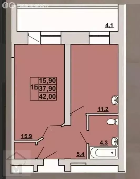 1-комнатная квартира: Абакан, ул. Чертыгашева, 197 (37.4 м) - Фото 1
