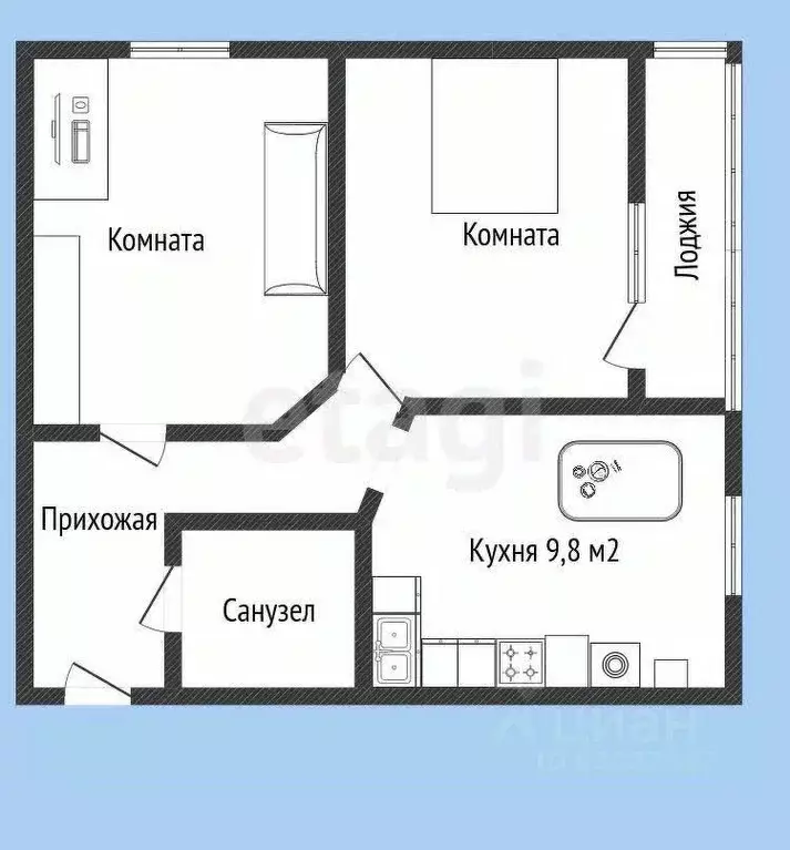2-к кв. Краснодарский край, Горячий Ключ Псекупская ул., 50 (40.2 м) - Фото 1