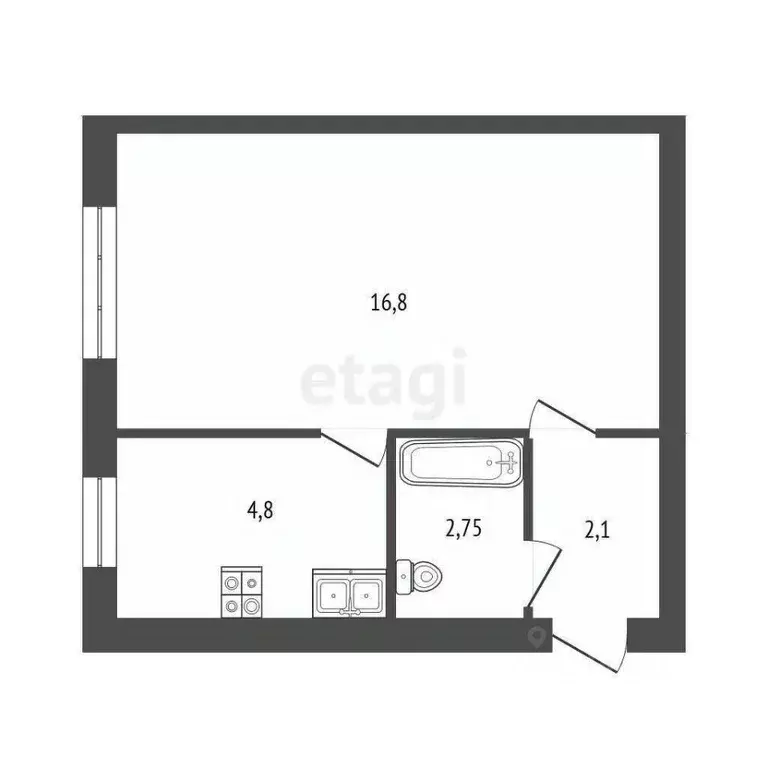 1-к кв. Мордовия, Саранск Ботевградская ул., 83 (26.1 м) - Фото 1