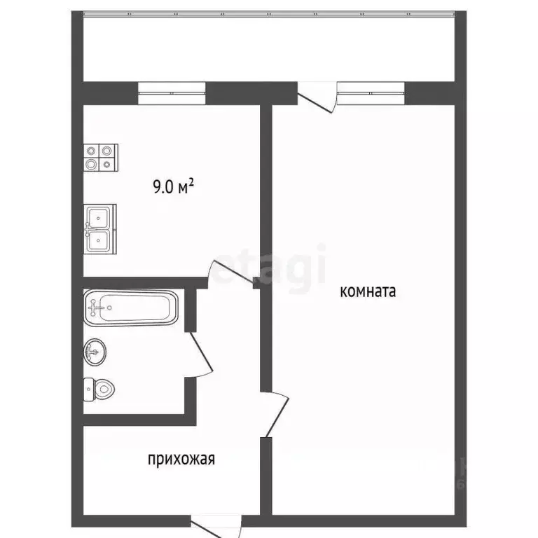 1-к кв. Томская область, Томск ул. 2-я Рабочая, 17 (40.0 м) - Фото 1