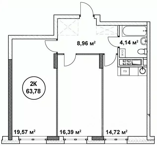2-к кв. Нижегородская область, Нижний Новгород ул. Родионова (63.78 м) - Фото 1