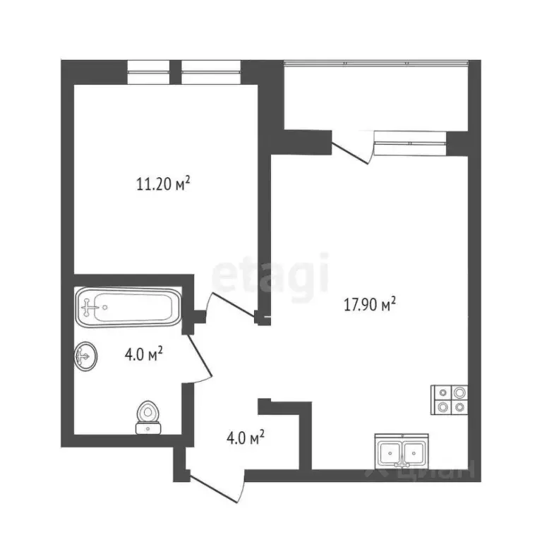 Студия Краснодарский край, Новороссийск ул. Мурата Ахеджака, 5к1 (29.1 ... - Фото 1