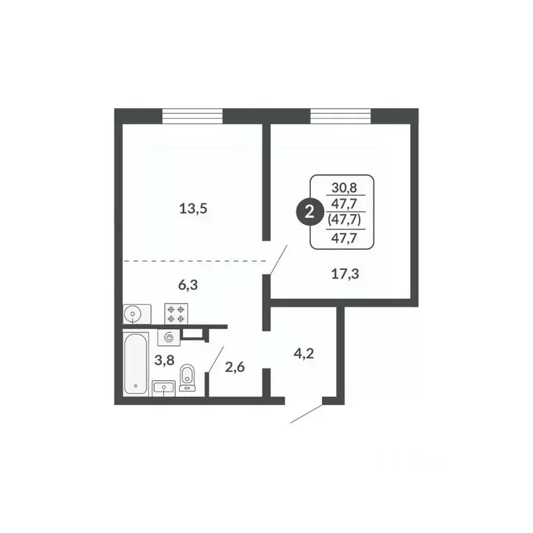 2-к кв. Кировская область, Киров Московская ул., 209 (47.7 м) - Фото 1