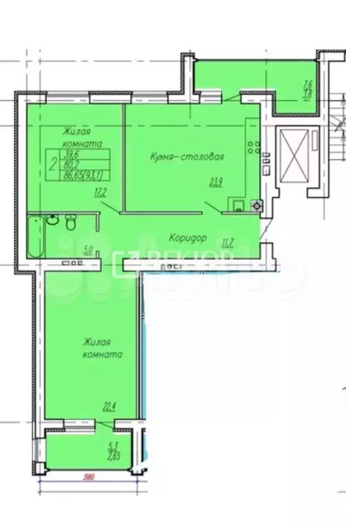 2-к. квартира, 88 м, 2/7 эт. - Фото 0