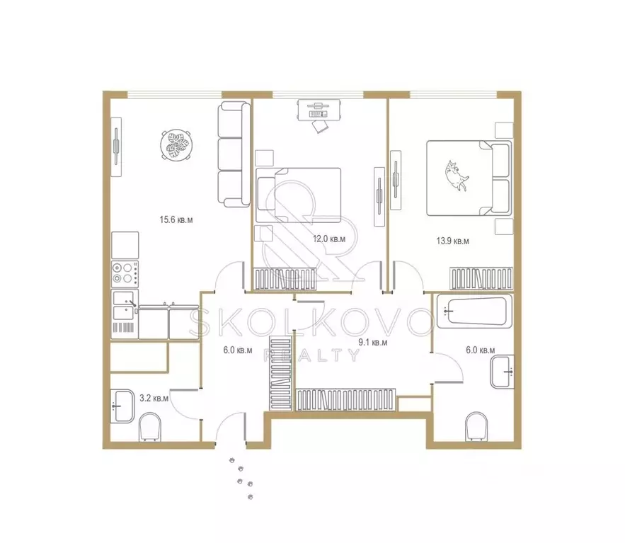 3-к кв. Москва Шелепихинская наб., 34к5 (66.0 м) - Фото 2