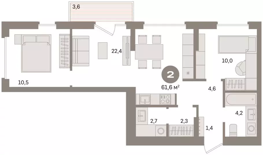 2-комнатная квартира: Омск, Кировский округ (61.6 м) - Фото 2