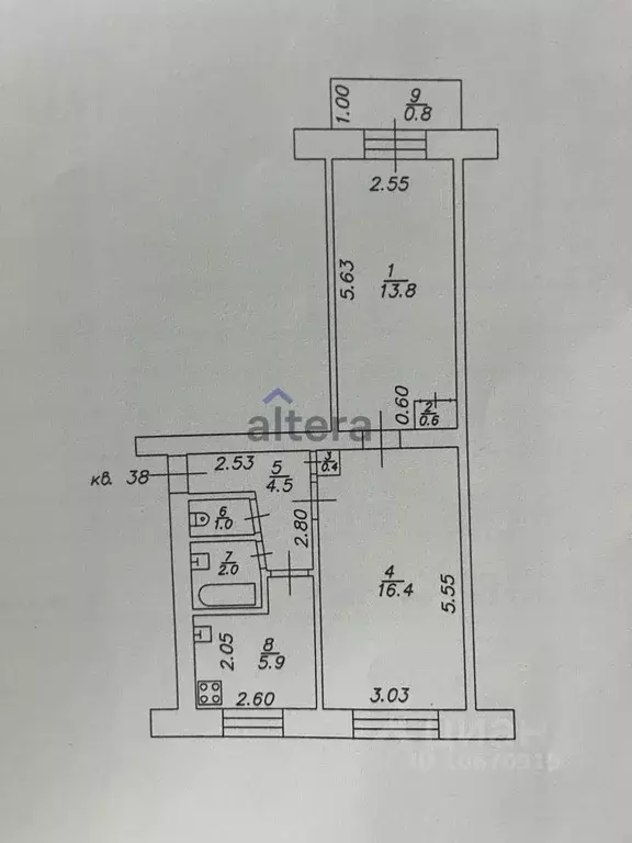 2-к кв. Татарстан, Казань ул. Маршала Чуйкова, 38 (44.6 м) - Фото 2