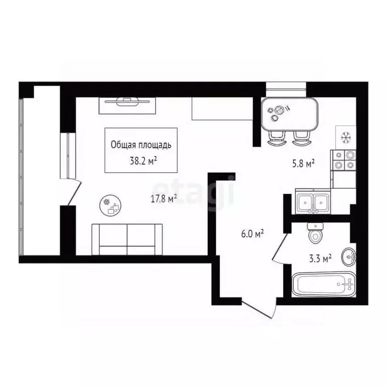 1-к кв. Алтай, Горно-Алтайск Коммунистический просп. (38.2 м) - Фото 2