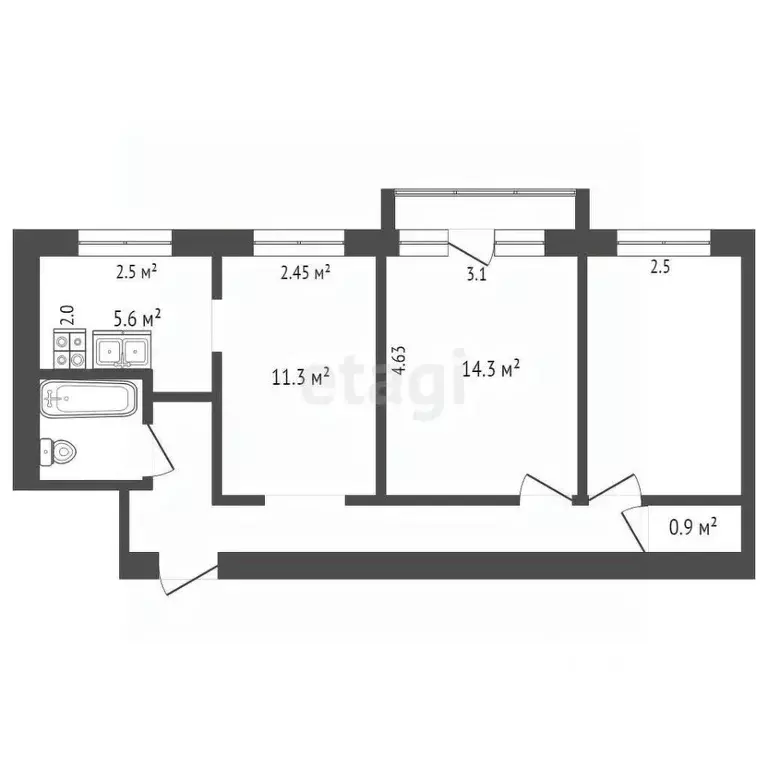 3-к кв. Коми, Сыктывкар Октябрьский просп., 30 (56.2 м) - Фото 1