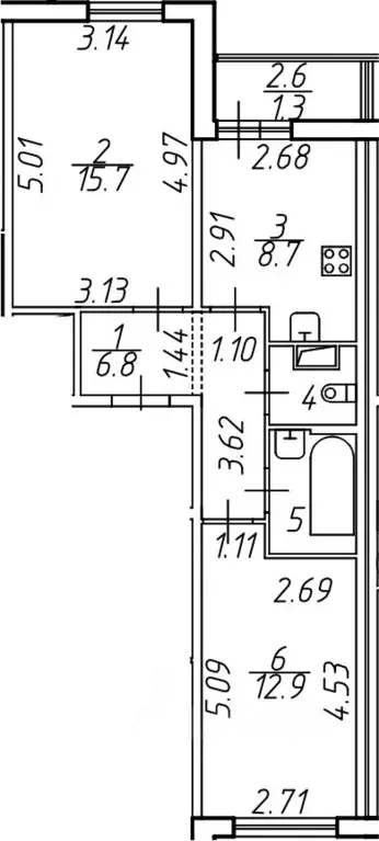 2-к кв. Ленинградская область, Мурино Всеволожский район, ул. ... - Фото 1