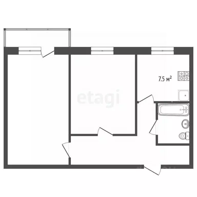 2-к кв. Владимирская область, Меленки Вокзальная ул., 1 (38.6 м) - Фото 0