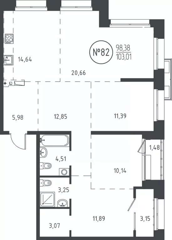 4-к кв. Иркутская область, Иркутск ул. Эдуарда Дьяконова, 6 (102.64 м) - Фото 0