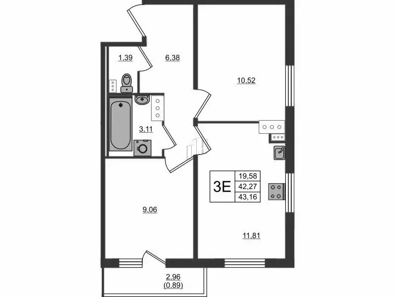 2-комнатная квартира: Мурино, Графская улица, 6к1 (43.16 м) - Фото 0