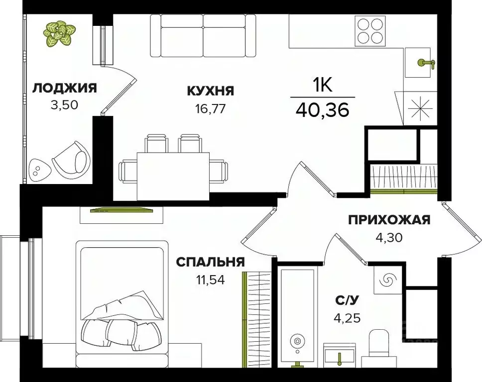 1-к кв. Тульская область, Тула ул. Академика Насоновой (40.36 м) - Фото 1