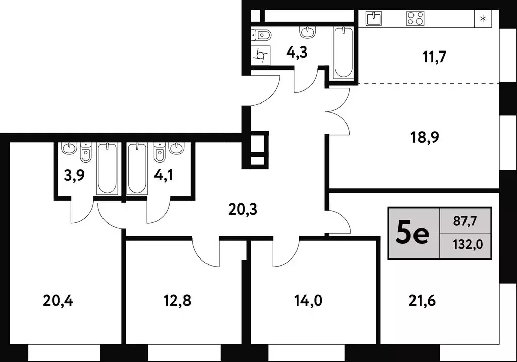 5-комнатная квартира: Москва, Фестивальная улица, 15к6 (132 м) - Фото 0