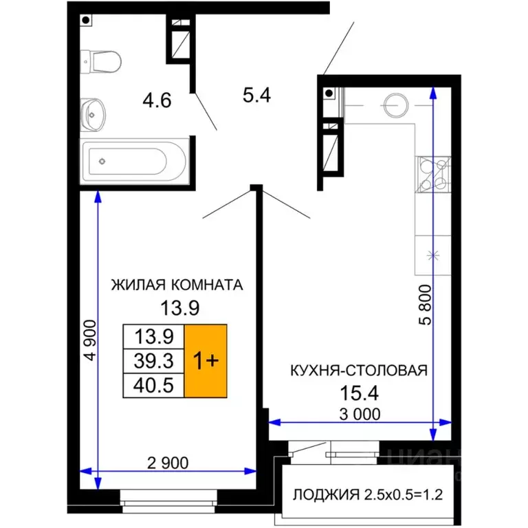 1-к кв. Краснодарский край, Краснодар ул. Летчика Позднякова, 2к23 ... - Фото 2