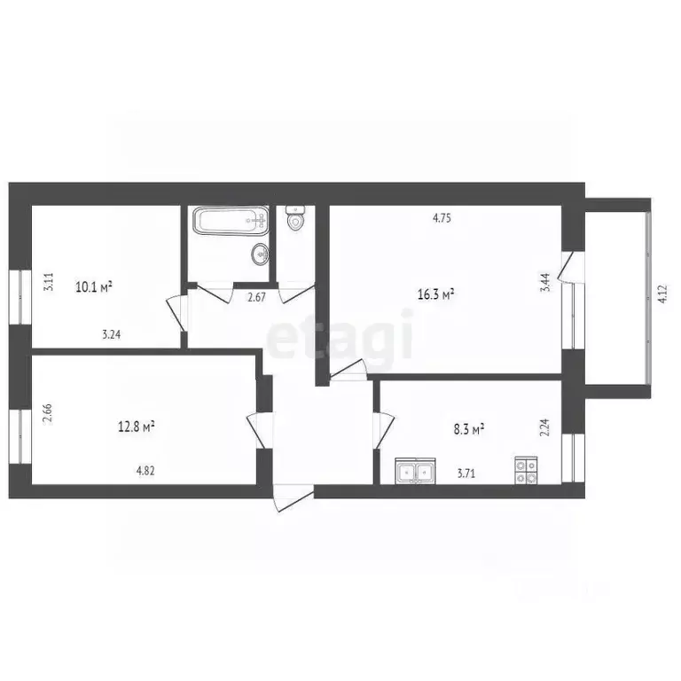 3-к кв. Вологодская область, Вологда Советский просп., 75А (60.6 м) - Фото 2