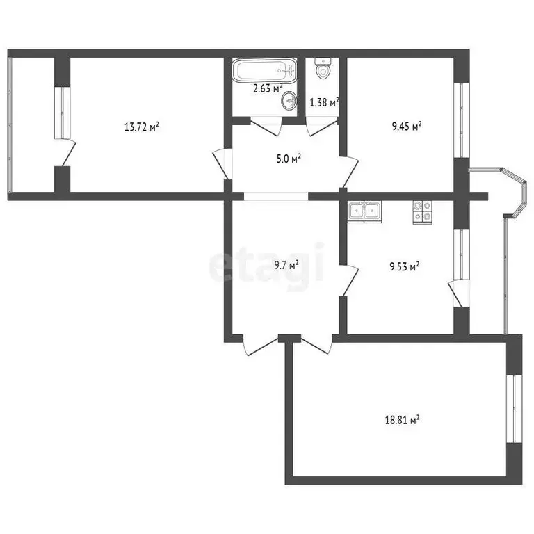 3-комнатная квартира: Самара, Владимирская улица, 43А (74.1 м) - Фото 0
