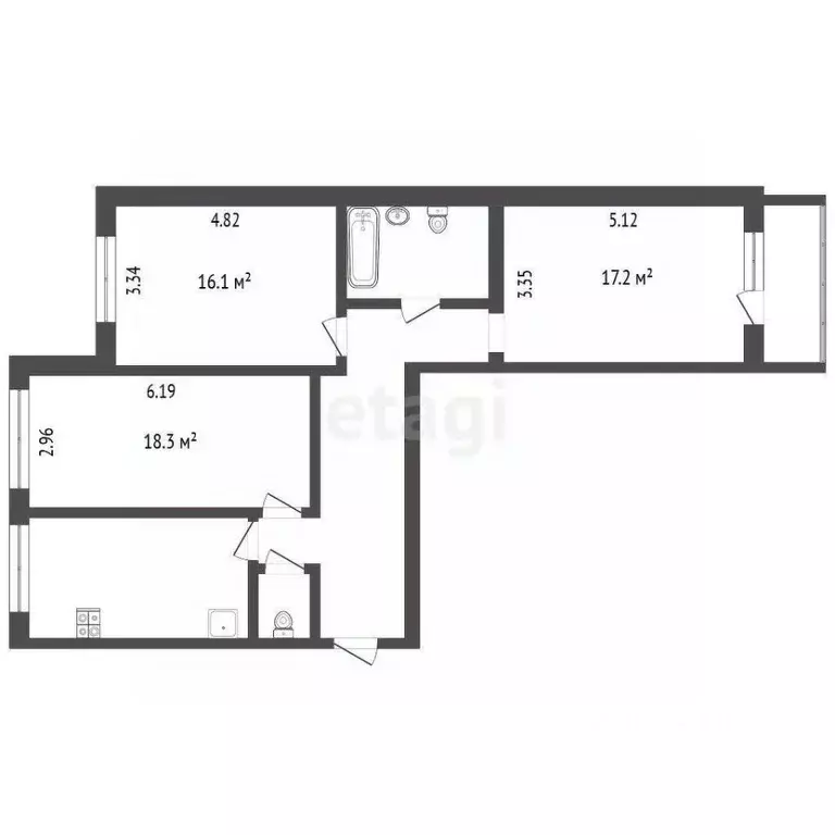 3-к кв. Ярославская область, Ярославль Тверицкая наб., 58Ак2 (89.6 м) - Фото 2