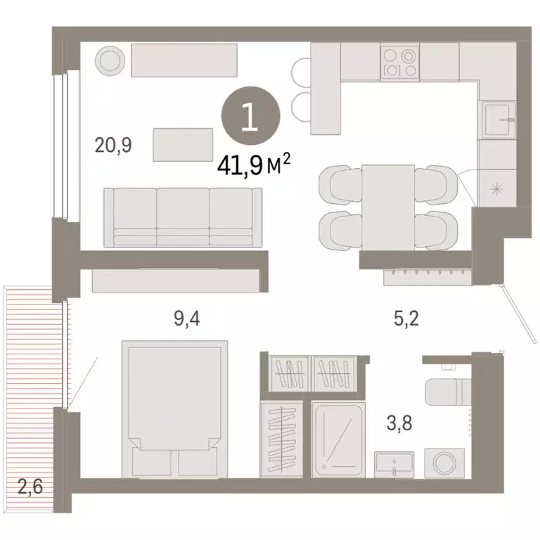1-комнатная квартира: Екатеринбург, микрорайон Академический, 19-й ... - Фото 2