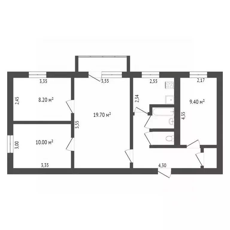 4-к кв. Бурятия, Улан-Удэ Тобольская ул., 43 (65.4 м) - Фото 1