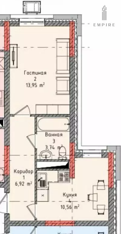 1-комнатная квартира: Грозный, Старопромысловское шоссе, 8 (35.17 м) - Фото 1