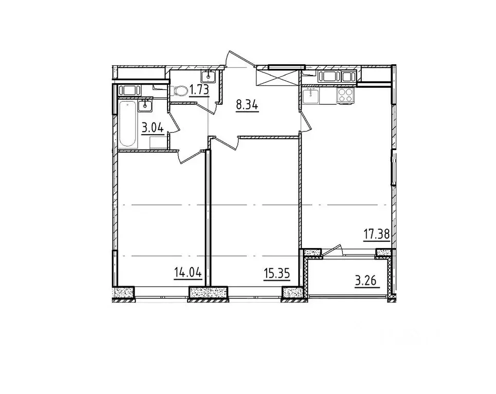 2-к кв. Санкт-Петербург 1-й Предпортовый проезд, 1 (61.51 м) - Фото 2