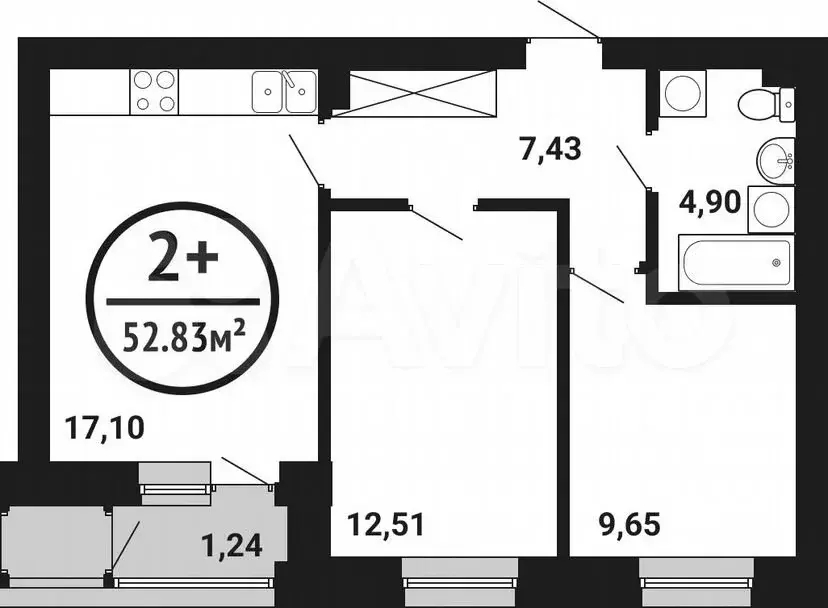 2-к. квартира, 52,8м, 7/8эт. - Фото 0