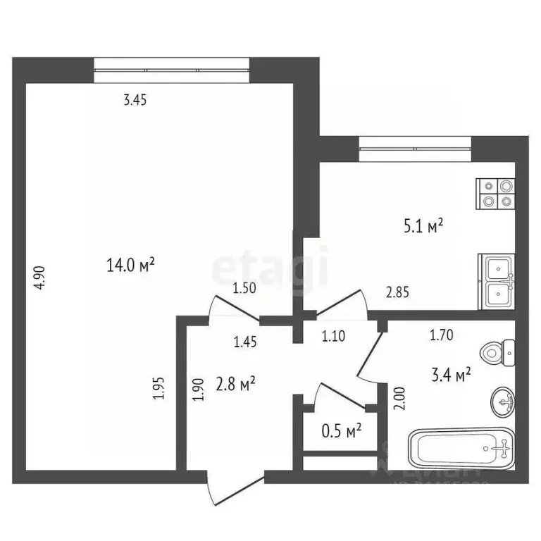 1-к кв. Ростовская область, Таганрог ул. Чехова, 357 (26.9 м) - Фото 1