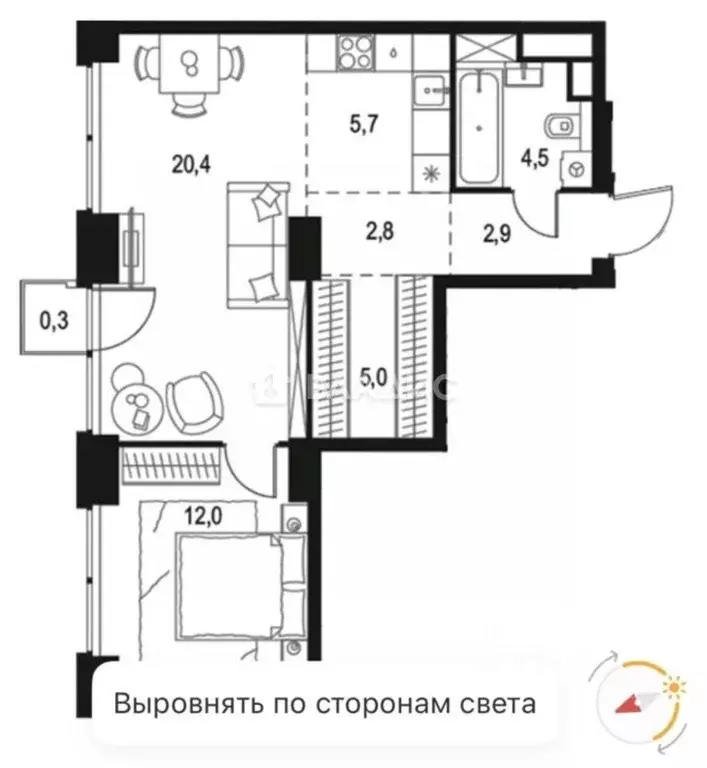 2-к кв. Москва Левел Звенигородская жилой комплекс, к2 (53.6 м) - Фото 1
