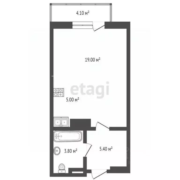 Студия Ростовская область, Ростов-на-Дону просп. Сиверса, 28 (37.0 м) - Фото 2