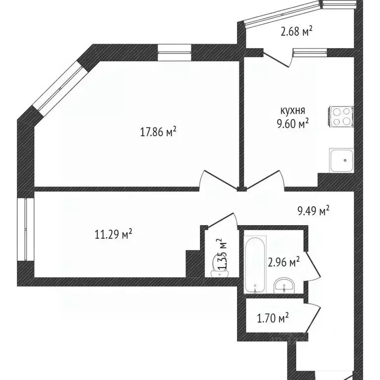 2-к кв. Воронежская область, Воронеж наб. Максима Горького, 49Б (50.0 ... - Фото 2