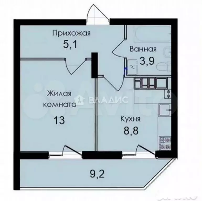 1-к. квартира, 40 м, 10/14 эт. - Фото 0