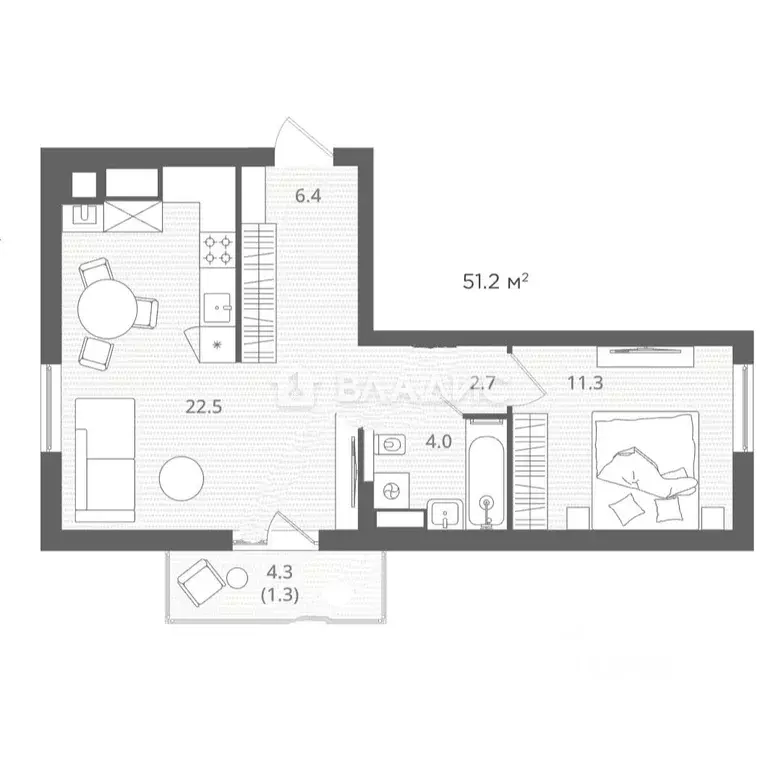 1-к кв. Калининградская область, Калининград Стекольная ул., 39 (48.2 ... - Фото 0