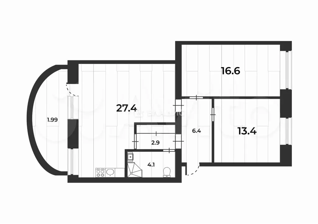 2-к. квартира, 70,8 м, 1/3 эт. - Фото 0