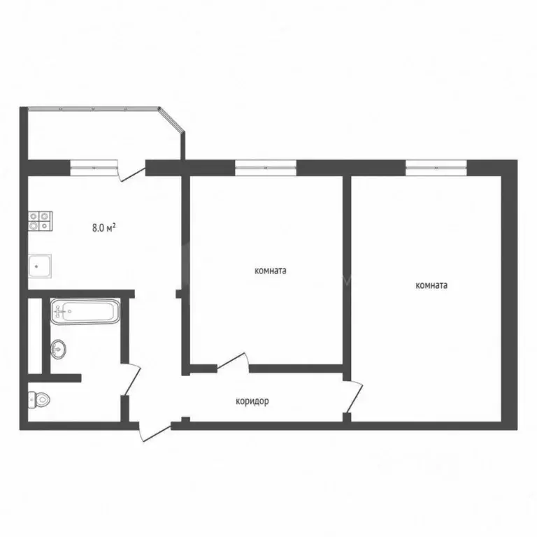 2-к кв. Тюменская область, Тюменский район, д. Дударева ул. ... - Фото 1