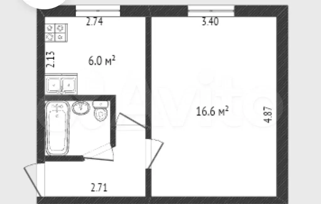 1-к. квартира, 30 м, 3/5 эт. - Фото 0