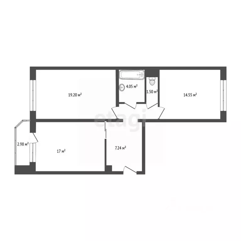 2-к кв. Тюменская область, Тюмень ул. Монтажников, 8 (57.7 м) - Фото 2