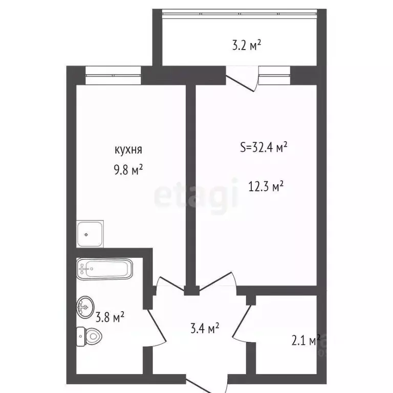 1-к кв. Кемеровская область, Кемерово бул. Строителей, 63 (32.4 м) - Фото 1