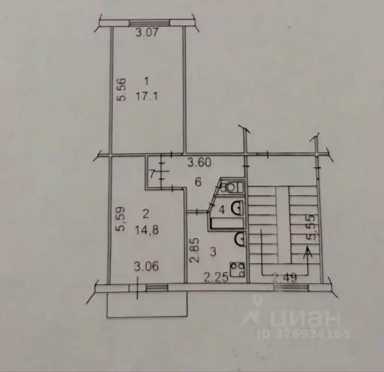 2-к кв. Иркутская область, Иркутск ул. Ломоносова, 9 (46.8 м) - Фото 2