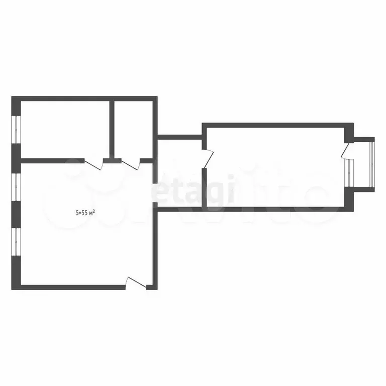 2-к. квартира, 55 м, 4/4 эт. - Фото 1