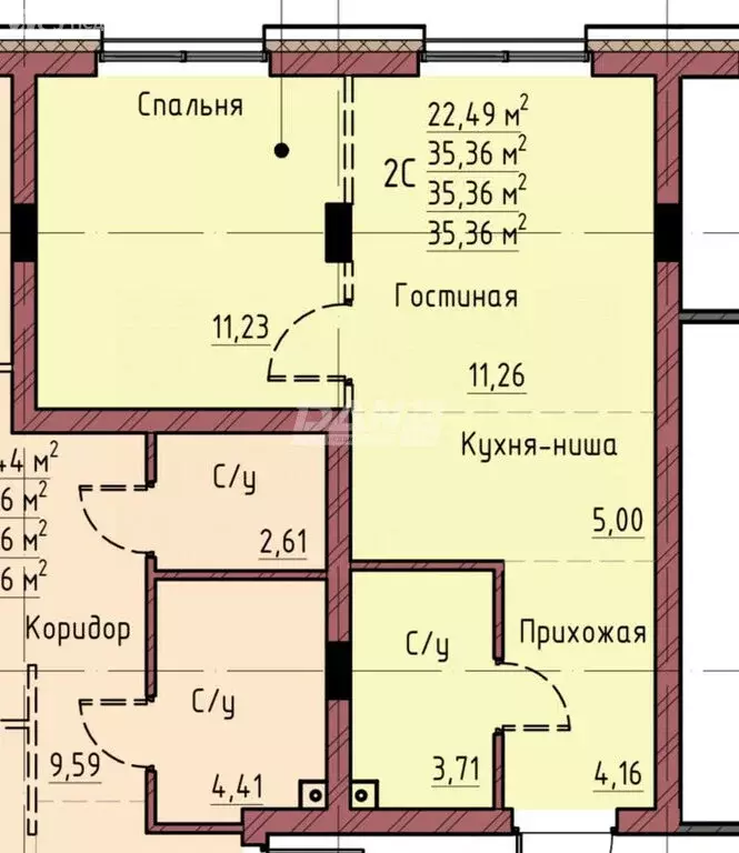 1-комнатная квартира: Челябинск, улица Труда, 187 (35.36 м) - Фото 0