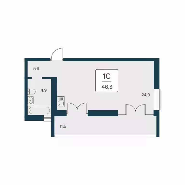 Студия Крым, Алупка ш. Севастопольское, 6Ак2 (46.3 м) - Фото 1