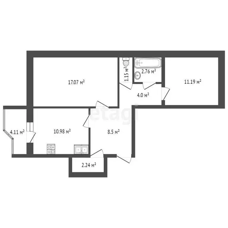 2-комнатная квартира: посёлок городского типа Икша, Рабочая улица, 27 ... - Фото 1