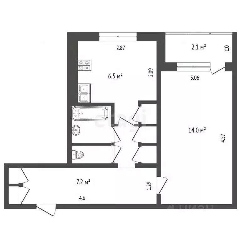 1-к кв. Мордовия, Саранск ул. Косарева, 5к1 (32.7 м) - Фото 2