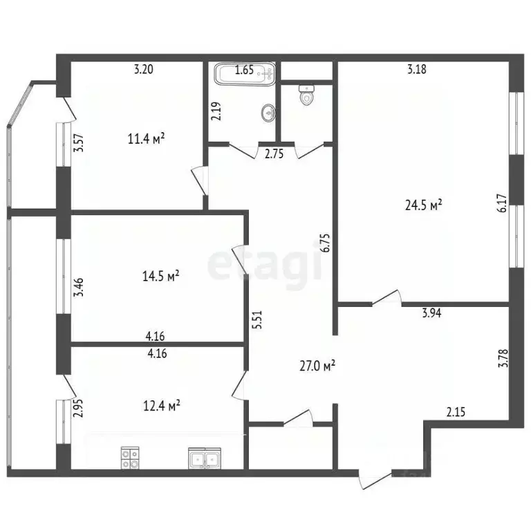3-к кв. Марий Эл, Йошкар-Ола бул. Ураева, 3 (96.8 м) - Фото 2