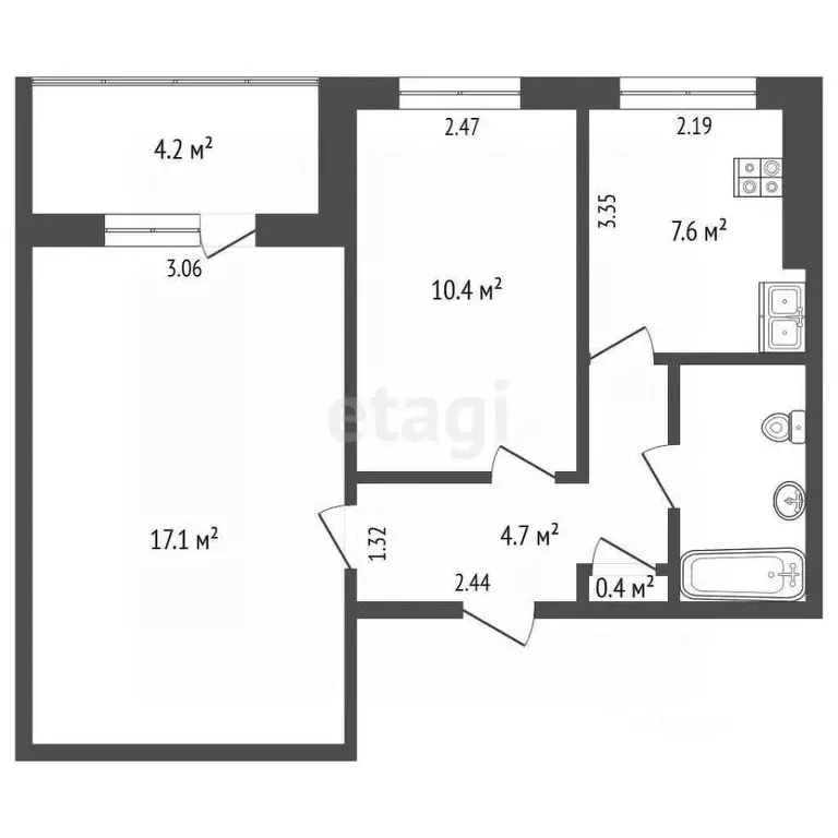 2-к кв. Самарская область, Самара Ташкентская ул., 151 (47.0 м) - Фото 1