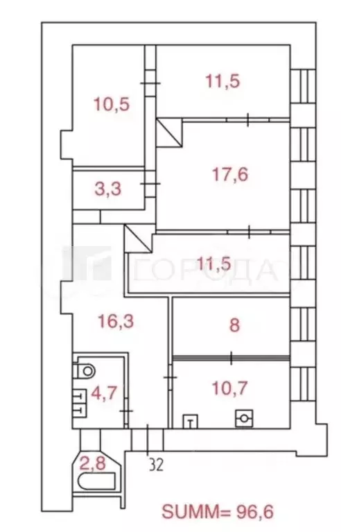 4-к. квартира, 95 м, 1/4 эт. - Фото 0