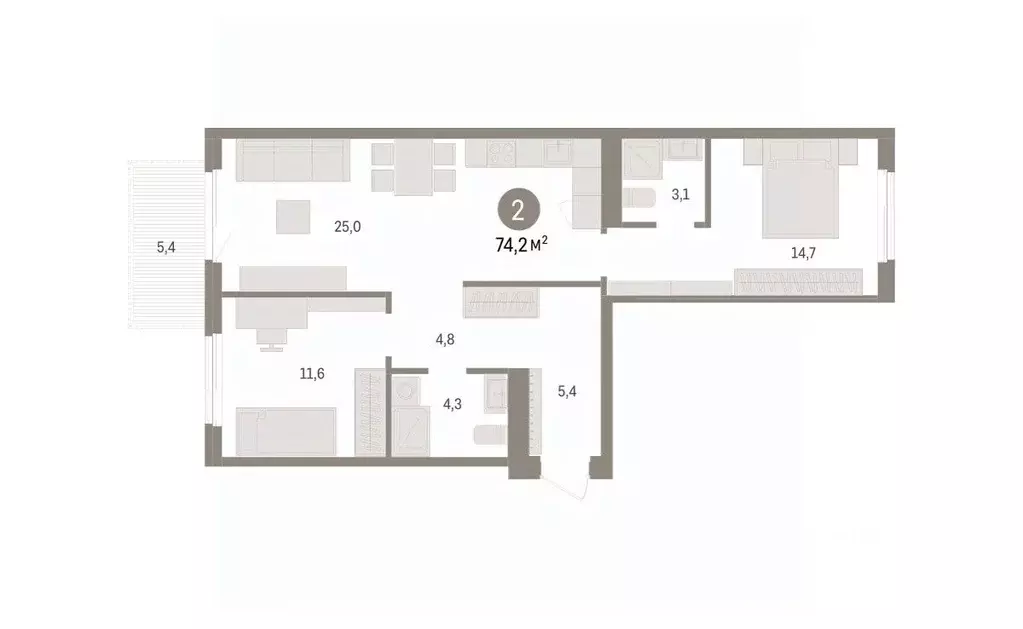 2-к кв. Новосибирская область, Новосибирский район, Краснообск рп, 3-й ... - Фото 2